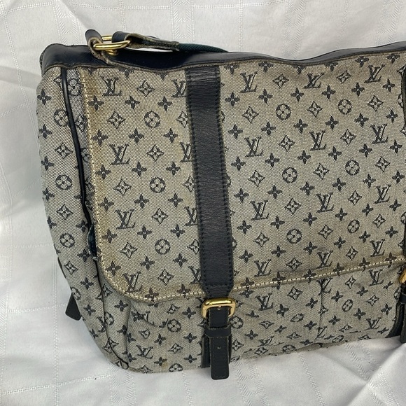Louis Vuitton Monogram Mini Lin Sac a Langer Diaper Messenger Bag Denim Gray - Picture 4 of 17
